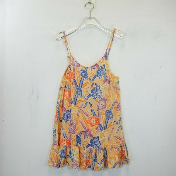 Urban Outfitters Dress Medium Orange Tank Mini‎ Floral Blue Summer Boho Loose - Picture 2 of 10